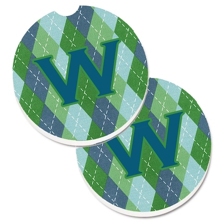 Carolines Treasures Initial W Monogram Blue Argoyle  Cup Holder Car Coaster, PK2 CJ1020-WCARC